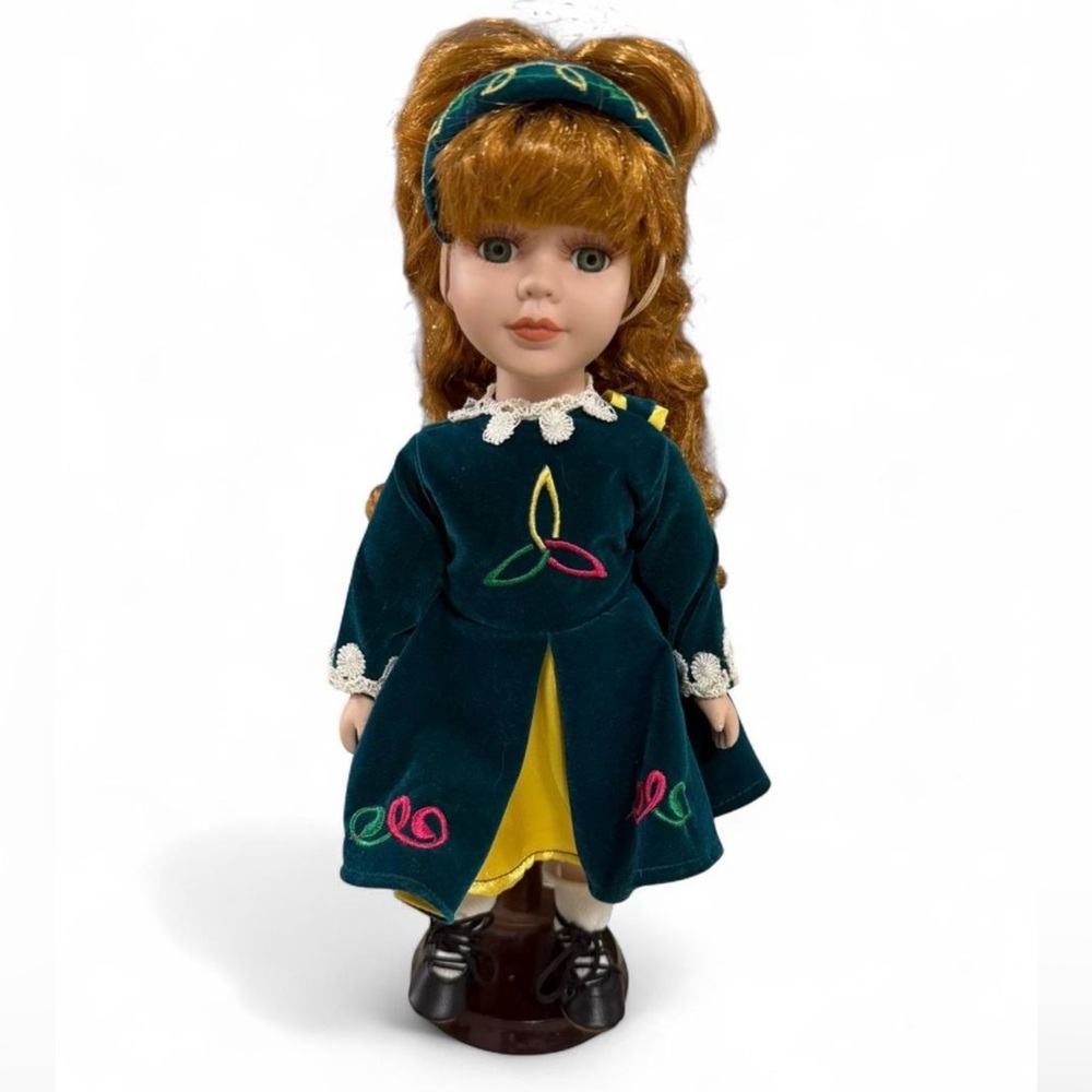 Irish Heritage Aoife 12” Fine Porcelain Vintage Doll with stand